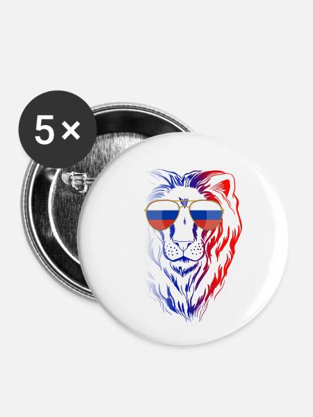 Russland - Buttons klein 25 mm (5er Pack) - Weiß