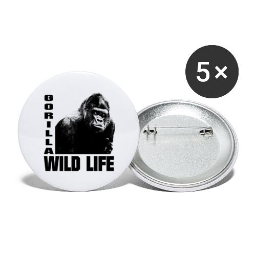 Gorilla. Wild life. Gorila vida salvaje - Paquete de 5 chapas pequeñas (25 mm)