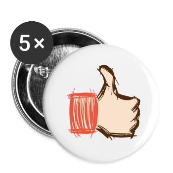 Daumen hoch, Daumen runter, emoji handgezeichnet - Buttons klein 25 mm (5er Pack) - Weiß - Vorne