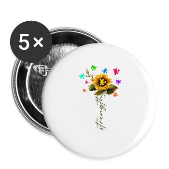 Autismus Stärken Sonnenblume autistische Akzeptanz Geschenk - Buttons klein 25 mm (5er Pack) - Weiß - Vorne