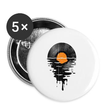 Cool Music Vinyl Rekord Retro Vintage Orange - Buttons klein 25 mm (5er Pack) - Weiß - Vorne