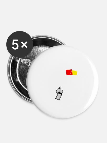 Schiedsrichter-Uniform Refree - Buttons klein 25 mm (5er Pack) - Weiß