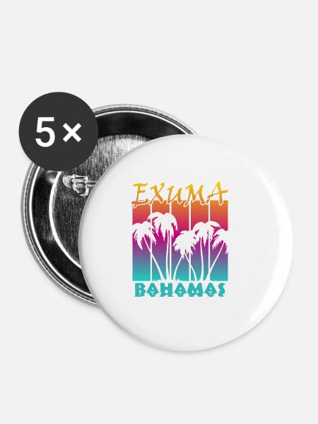 Exuma Bahamas - Buttons klein 25 mm (5er Pack) - Weiß