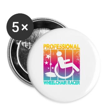 Professional Wheelchair Racer - Buttons small 1''/25 mm (5-pack) - white - Front