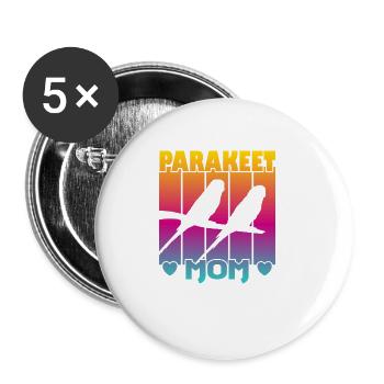 Maman perruche - Lot de 5 petits badges (25 mm) - blanc - Devant