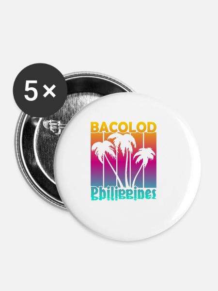 Bacolod Philippines - Buttons klein 25 mm (5er Pack) - Weiß