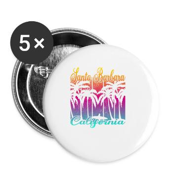 Vintage Santa Barbara California Surf - Buttons klein 25 mm (5er Pack) - Weiß - Vorne