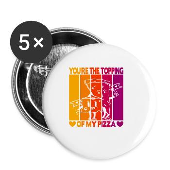 Valentinstag Pizza Partner Liebe - Buttons klein 25 mm (5er Pack) - Weiß - Vorne