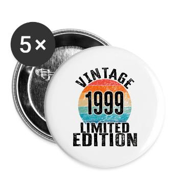 Geburtsjahr 1999 Vintage Limited Edition Retro - Buttons klein 25 mm (5er Pack) - Weiß - Vorne