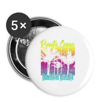 Punta Cana République dominicaine - Lot de 5 petits badges (25 mm) - blanc - Devant