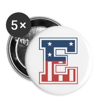 Buchstabe E USA - Buttons klein 25 mm (5er Pack) - Weiß - Vorne