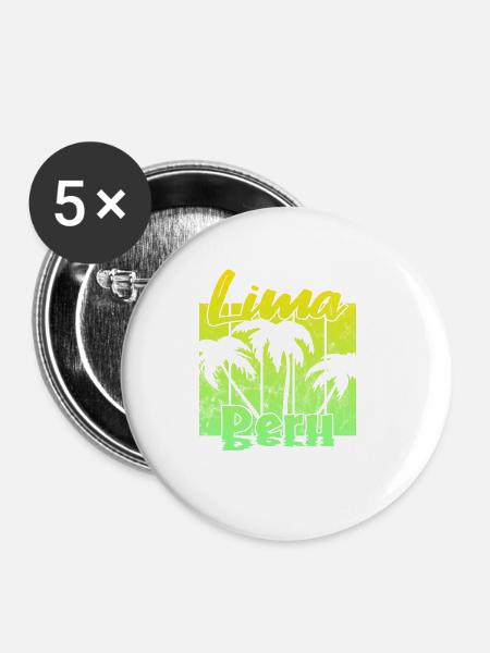 Lima Peru - Buttons klein 25 mm (5er Pack) - Weiß