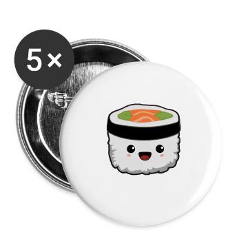 Stück Sushi-Print für den Sushi-Liebhaber - Buttons klein 25 mm (5er Pack) - Weiß - Vorne