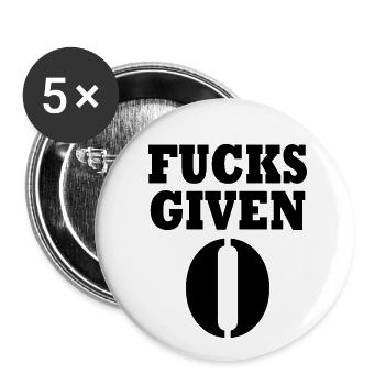 Zero fucks given - Lot de 5 petits badges (25 mm) - blanc - Devant