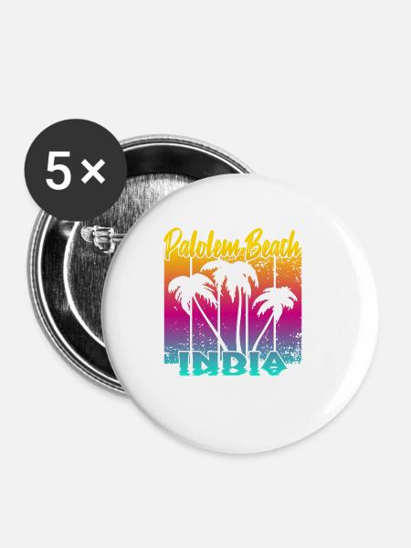 Palolem Beach India - Buttons klein 25 mm (5er Pack) - Weiß