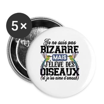 Oiseau Animal Bec Cadeau Humour Moineau Mésange - Lot de 5 petits badges (25 mm) - blanc - Devant