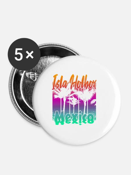 Isla Holbox Mexico - Buttons klein 25 mm (5er Pack) - Weiß
