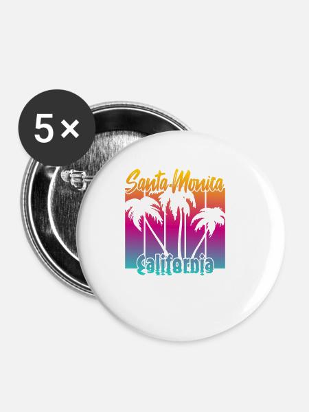 Santa Monica California - Buttons klein 25 mm (5er Pack) - Weiß