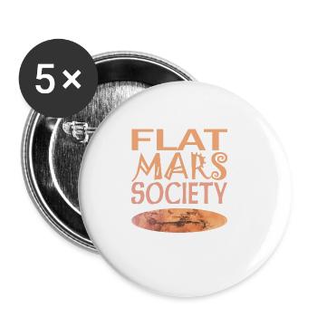 Flat Mars Society - Buttons small 1''/25 mm (5-pack) - white - Front