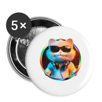 Cat Glasses Turntable DJ Disco Club Headphones - Buttons small 1''/25 mm (5-pack) - white - Front