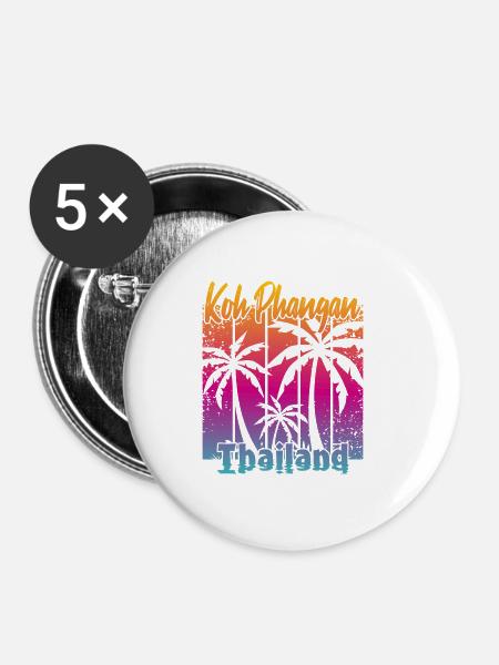 Koh Phangan Thailand - Buttons klein 25 mm (5er Pack) - Weiß