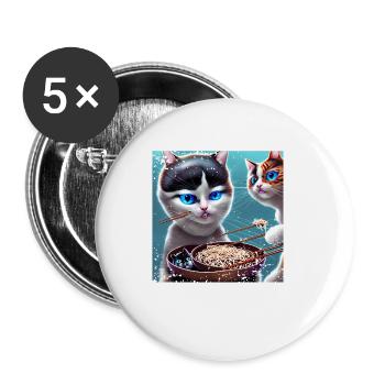 Magical Cats Eat Ramen - Buttons small 1''/25 mm (5-pack) - white - Front