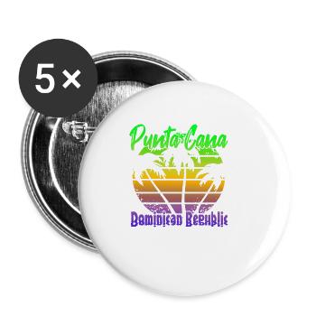 Punta Cana République dominicaine - Lot de 5 petits badges (25 mm) - blanc - Devant