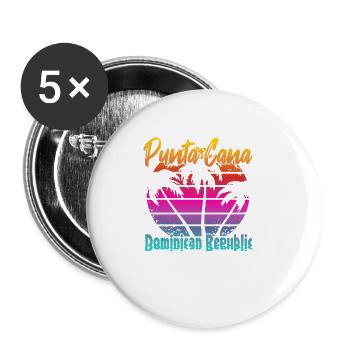 Punta Cana République dominicaine - Lot de 5 petits badges (25 mm) - blanc - Devant
