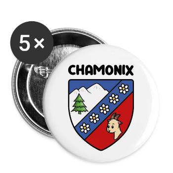 Coat of arms Mignon Chamonix Mont Blanc Haute Savoie - Buttons small 1''/25 mm (5-pack) - white - Front