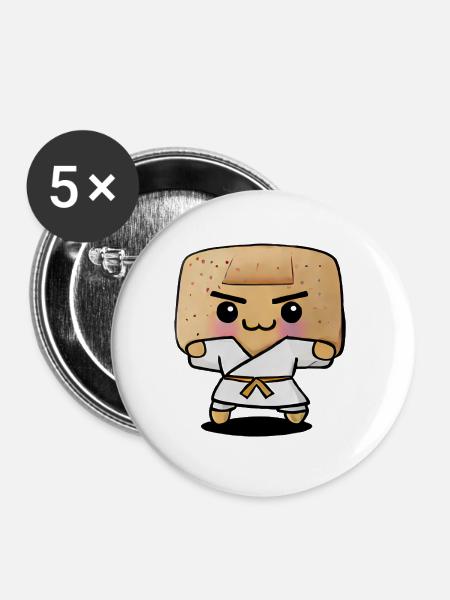 Karate Toast - Buttons klein 25 mm (5er Pack) - Weiß