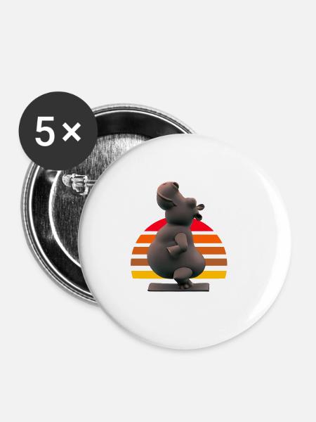 Yoga Hippo - Buttons klein 25 mm (5er Pack) - Weiß