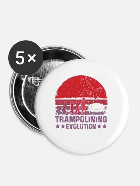 Evolution des Trampolinspringens - Buttons klein 25 mm (5er Pack) - Weiß