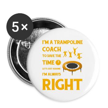 Entraîneur de trampoline - Lot de 5 petits badges (25 mm) - blanc - Devant
