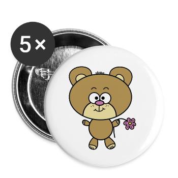 Teddybär - Buttons klein 25 mm (5er Pack) - Weiß - Vorne