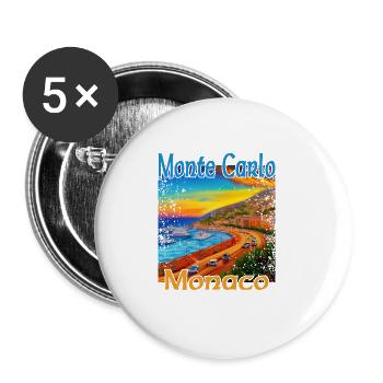 Monte Carlo Sunset in Monaco - Buttons small 1''/25 mm (5-pack) - white - Front