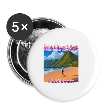 Beach in Saint Kitts and Nevis - Buttons small 1''/25 mm (5-pack) - white - Front