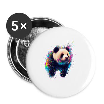 Color explosion Panda Bear - Buttons small 1''/25 mm (5-pack) - white - Front