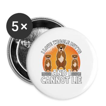 I love Wiggle Butts and I cannot Lie Boxer - Buttons small 1''/25 mm (5-pack) - white - Front