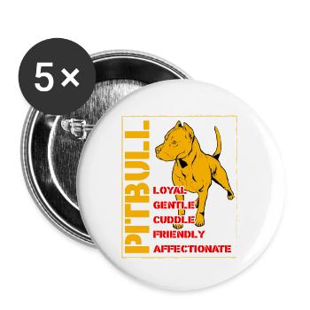 Pitbull loyal gentle cuddle friendly affectionate - Buttons klein 25 mm (5er Pack) - Weiß - Vorne