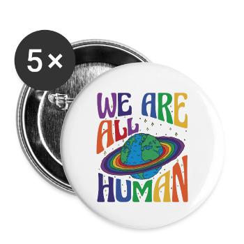 Wir sind alle Menschen, LGBT Pride Monat LGBTQ - Buttons klein 25 mm (5er Pack) - Weiß - Vorne