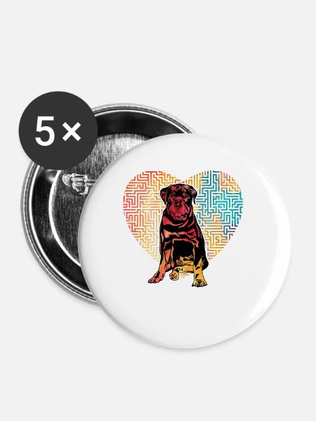 Rottweiler Retro - Buttons klein 25 mm (5er Pack) - Weiß