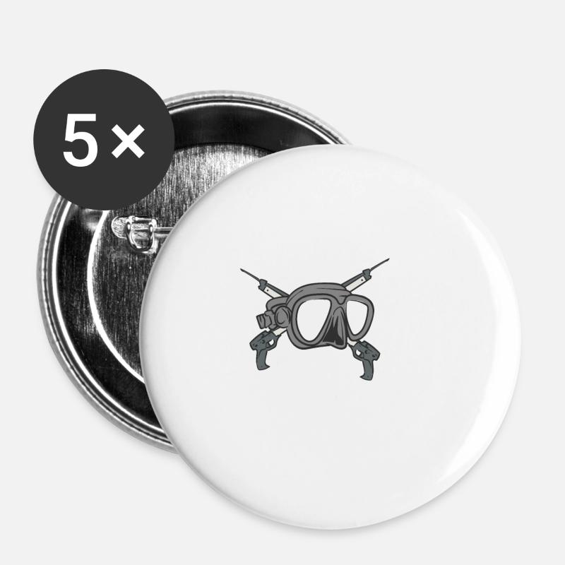 Spearfishing Because - Buttons klein 25 mm (5er Pack) - Weiß