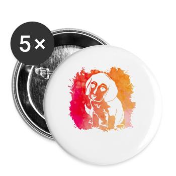 Beagle Hund - Buttons klein 25 mm (5er Pack) - Weiß - Vorne