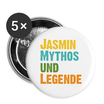 Mythos Jasmin die Legende Vorname Jasmin - Buttons klein 25 mm (5er Pack) - Weiß - Vorne