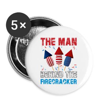 The Man behind the Firecracker - Buttons small 1''/25 mm (5-pack) - white - Front