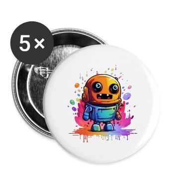 lustiger Roboter - Buttons klein 25 mm (5er Pack) - Weiß - Vorne