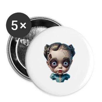 Halloween creepy doll - Buttons small 1''/25 mm (5-pack) - white - Front
