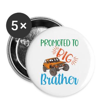 big brother, Befördert zum großen Bruder Geschenk - Buttons klein 25 mm (5er Pack) - Weiß - Vorne