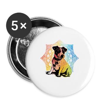 Jack Russell Retro - Buttons klein 25 mm (5er Pack) - Weiß - Vorne