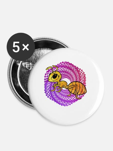 Ameise - Buttons klein 25 mm (5er Pack) - Weiß